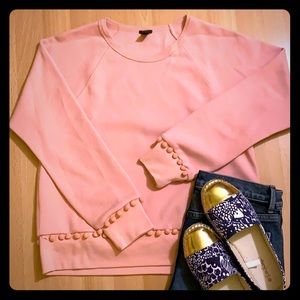 J. Crew Pink Pom-Pom Sweatshirt